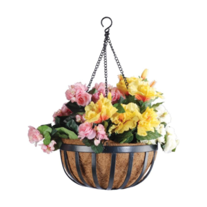 16-Inch Solstice Series Coconut Hanging Basket - Black Planter