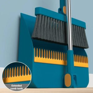 Folding Plastic Broom Set - Broom and Scoop for Home Cleaning