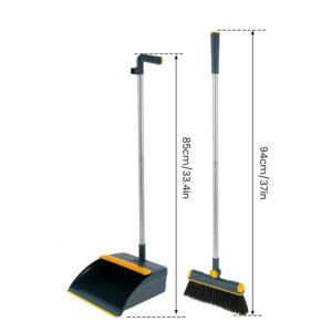 Folding Plastic Broom Set - Broom and Scoop for Home Cleaning